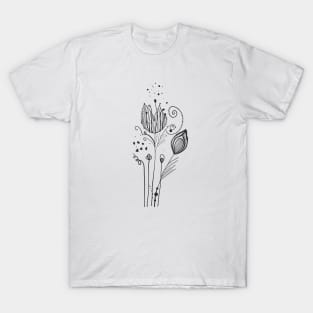 Summer time abstract black flowers T-Shirt